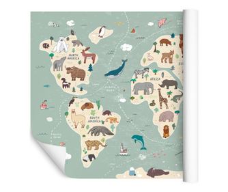 Fototapet pentru Copii HARTA Lumii Animale  360 x 240 cm