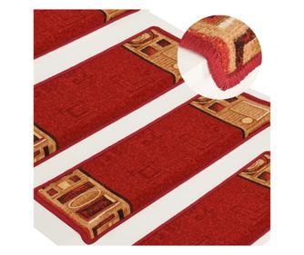 Koberce na schody samolepicí, 10 ks, červené, 65x25 cm