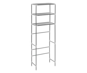 Стелаж за съхранение над тоалетна 3 рафта сребрист 53x28x169 см