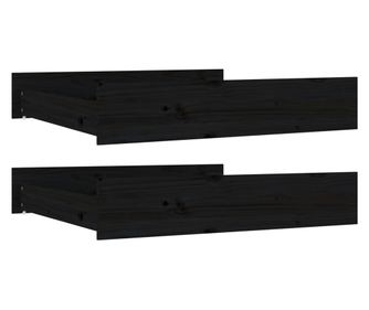 Чекмеджета за легло, 2 бр,Черен, бор масив