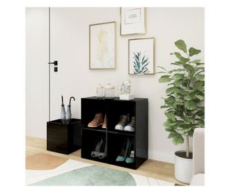 Врата за обувки за антре, черно, 105x35,5x70 см, ПДЧ