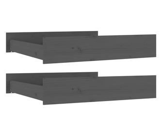 Чекмеджета за легло, 2 бр, Сиво, бор масив