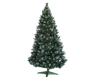 Brad de craciun artificial cu conuri si varfuri albe, din PVC, 180cm, suport inclus(Brazi)