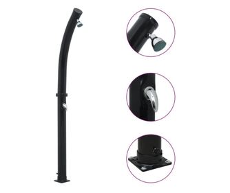 Napkollektoros zuhany, fekete, 214 cm, 20 L