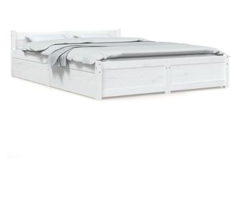 Okvir za krevet s ladicama bijeli 150x200 cm 5FT veliki bračni