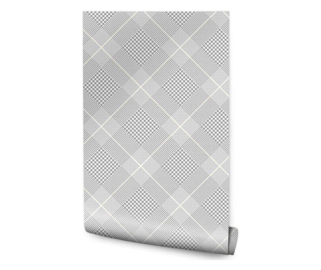 Stylish Gray Wallpaper Grid Modern Design 0.53x10m