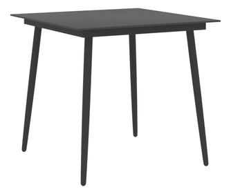 Vrtni stol, crni, 80 x 80 x 74 cm, čelik i staklo