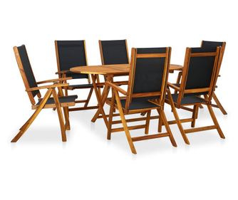 Vanjski set namještaja, 7 dijelova, masivno drvo akacije