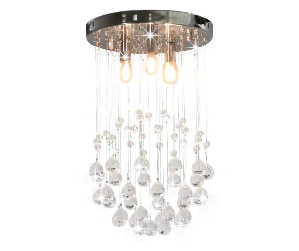 Lustră cu mărgele de cristal, argintiu, sferă, 3 x bec G9