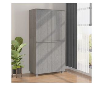 Ντουλάπα, ανοιχτό γκρι, 89x50x180 εκ., μασίφ ξύλο πεύκου