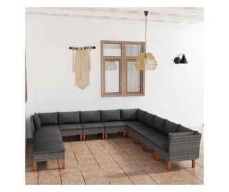 Vrtni namještaj s jastucima, 12 dijelova, siva, poliratan