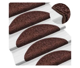 Tepih za stepenice, 15 kom., smeđa, 65x25 cm