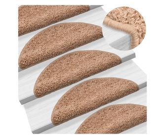 Tepih za stepenice, 15 kom., bež, 65x25 cm