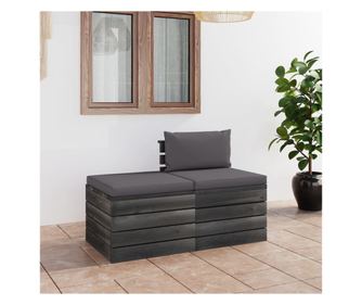 Set namještaja za vrt od paleta, 2 komada, s jastucima, borovo drvo