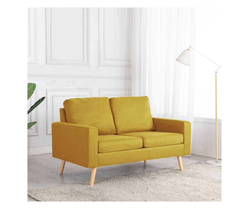 2-Seater Sofa, Yellow, Fabric
