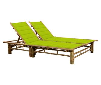 2-местен шезлонг с шалтета, бамбук