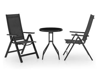 3-dijelni bistro set crni i antracit