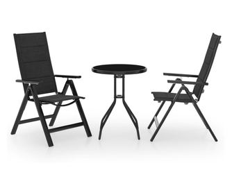 3-dijelni bistro set crni i antracit