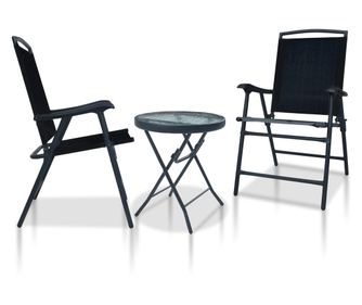 3-dijelni bistro set crni čelični