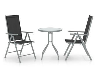 3-dijelni bistro set od aluminija i tekstilena srebrni
