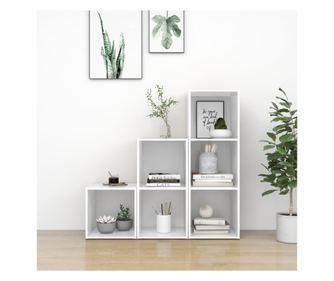 TV-szekrény garnitúra, 3 részes, fehér, laminált fa