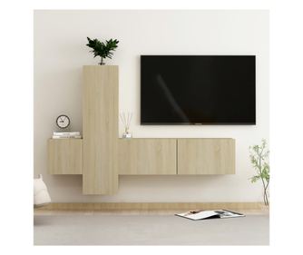 Set de dulapuri TV, 3 piese, stejar sonoma, PAL