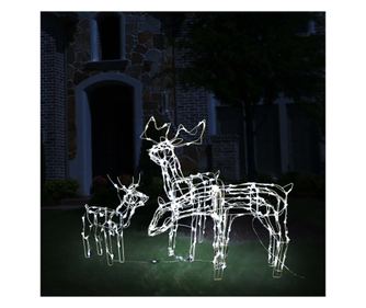 Božićna svjetlosna instalacija s jelenima, 3 dijela, 229 LED svjetala