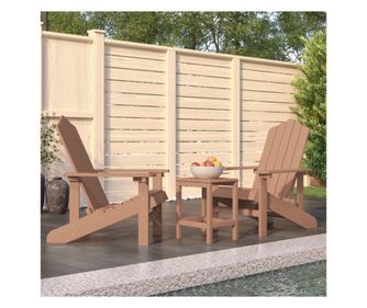 Градински столове Adirondack с маса, кафяви, HDPE