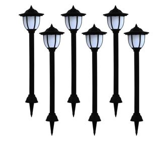 Lămpi solare de exterior cu LED, 6 buc., negru