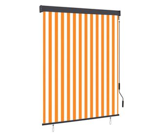 Jaluzea tip rulou de exterior, alb și portocaliu, 140 x 250 cm