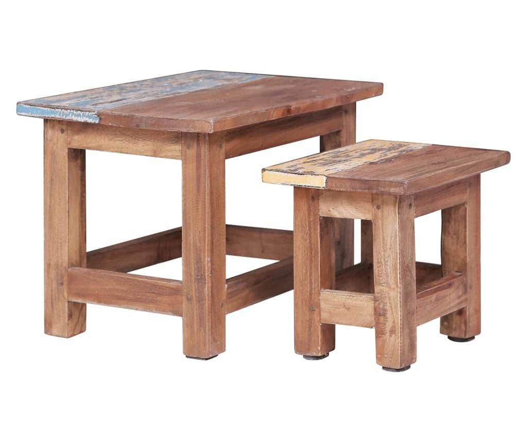 Uklapajući stolići 2 kom od masivnog obnovljenog drva 