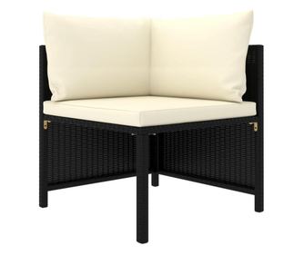 Модулен ъглов диван с възглавници, черен полиратан