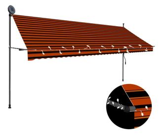 Copertina retractabila manual cu LED, portocaliu & maro, 400 cm