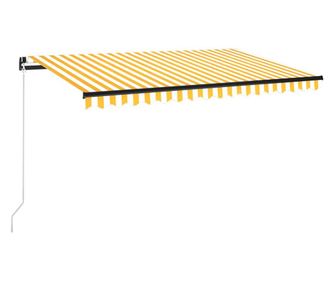 Ръчно прибиращ се сенник с LED, 450x350 см, жълто и бяло