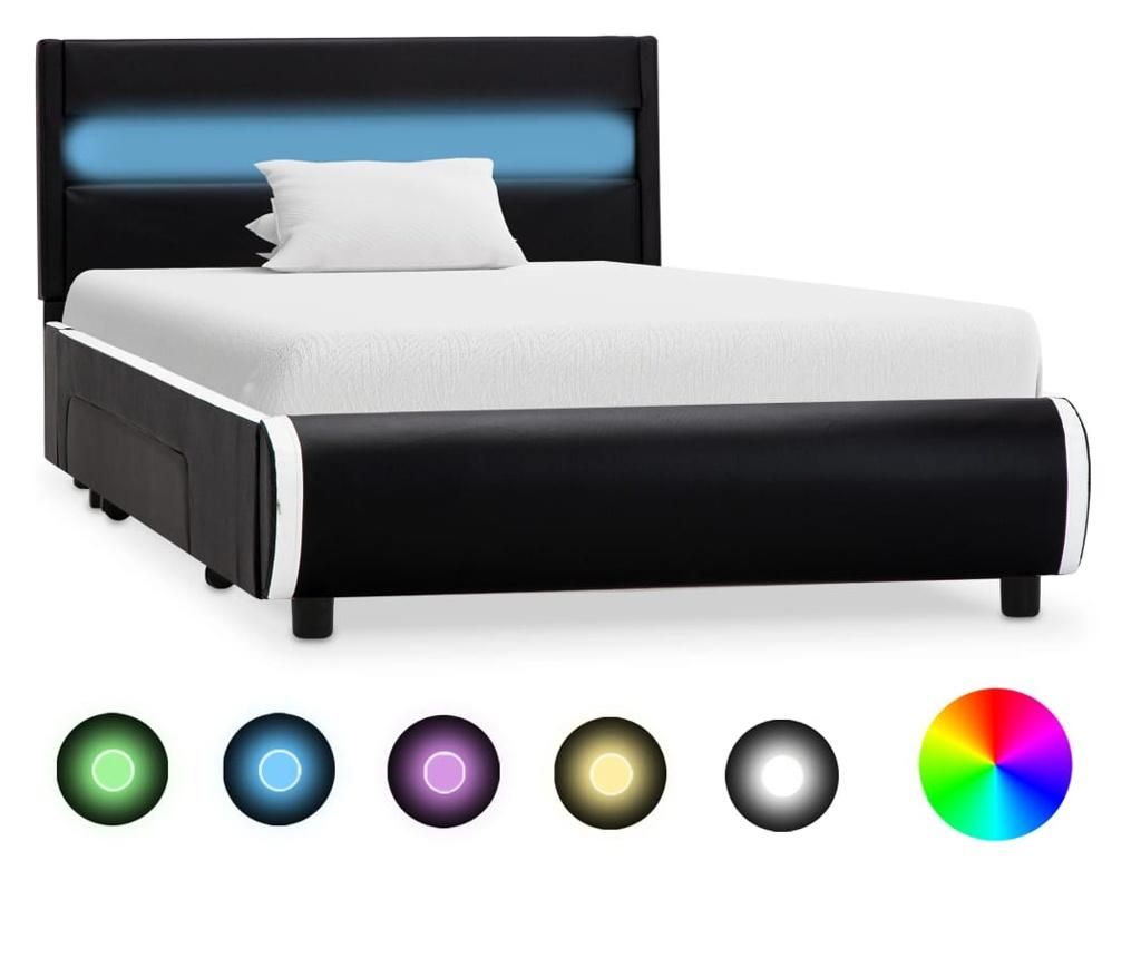 Okvir za krevet od umjetne kože s LED svjetlom crni 100x200 cm 