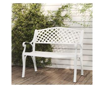 Zahradní lavice, bílá, 102 cm, litý hliník