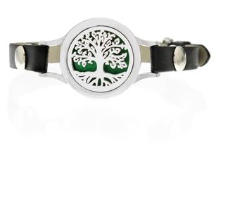 Neo WJ254 aromaterápiás karkötő, Tree Of Life Fresh, környezetbarát, cinkötvözet és ökobőr