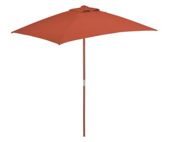 Vrtni suncobran s drvenom šipkom 150 x 200 cm boja cigle