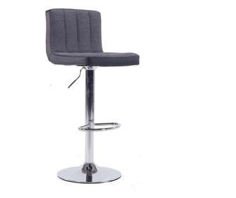 Hilda bárszék - Szürke szövet és fekete műbőr, 39,5x46x87,5-108,5 cm