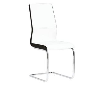 Neana fehér és fekete műbőr étkezőszék króm lábakkal, 42x42x98 cm