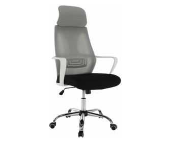 Scaun de birou, tapiterie textil gri negru alb, Taxis, 64x63x126 cm