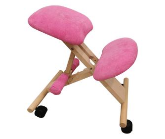 Ergonomikus irodai szék, rózsaszín szövet, bükkfa lábak, Groco, 46x65x72 cm