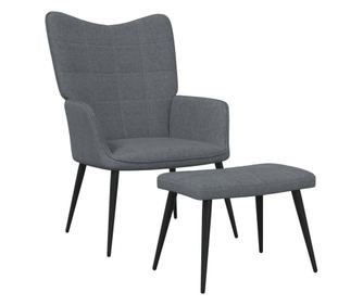 Naslanjač z oporo za noge, temno siv, tekstil