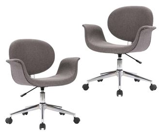 Vrtljivi jedilni stoli 2 kosa sivo blago