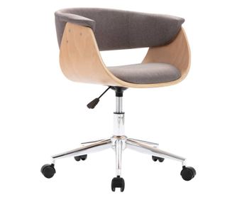 Vrtljiv pisarniški stol taupe ukrivljen les in blago