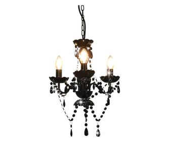 Luster s perlama crni okrugli 3 x E14