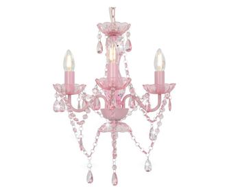 Lestenec s kroglicami roza okrogel 3 x E14