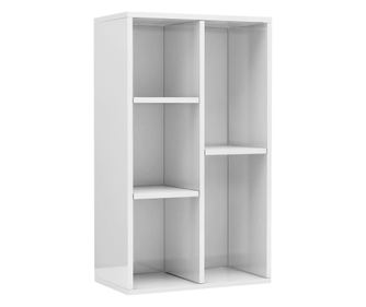 magasfényű fehér forgácslap könyv-/tálalószekrény 50x25x80 cm