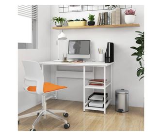 Počítačový stůl, bílý, 105x55x72 cm, MDF a kov