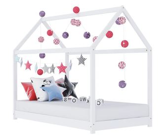 Okvir za dječji krevet od masivne borovine bijeli 70 x 140 cm